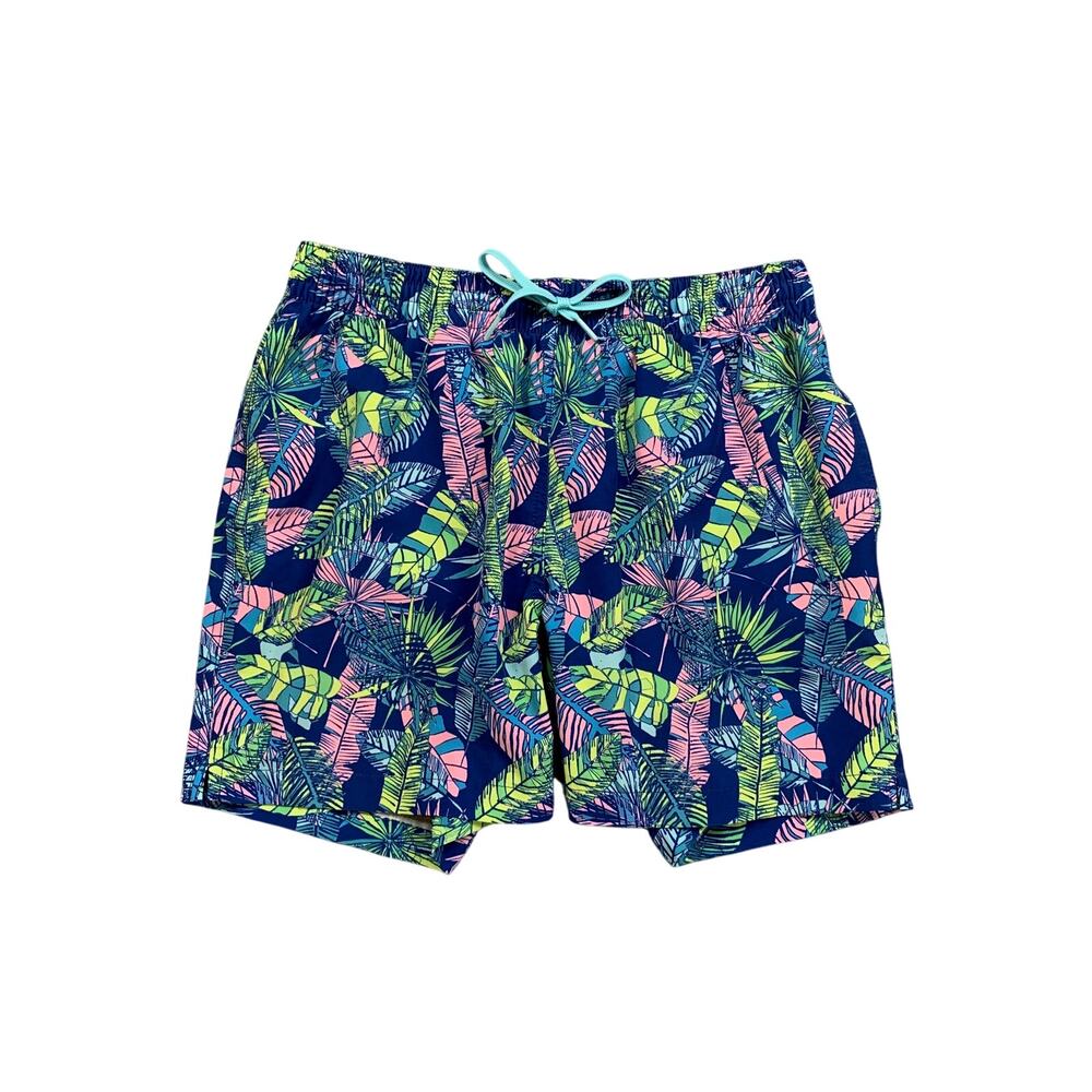 Chubbies Swim Shorts Mens Small Blue Floral Tropical Leaf Mesh Lined Beach Trunk